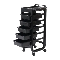 Chariot de coiffure Hope noir 5 tiroirs amovibles Weelko