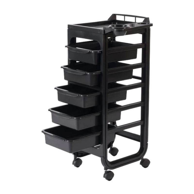 Chariot de coiffure Hope noir 5 tiroirs amovibles Weelko