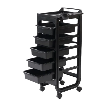 Chariot de coiffure Hope noir 5 tiroirs amovibles Weelko