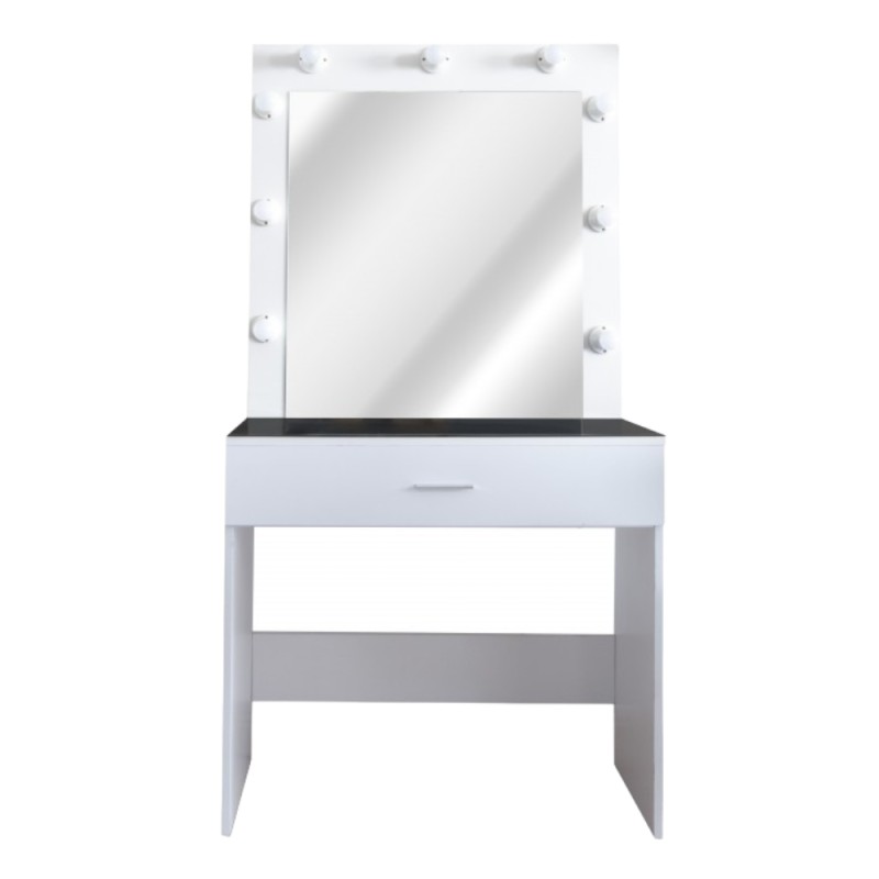 I-medStetic Premium Black Vanity with 9 Bulbs and Storage Drawer -I-medStetic Premium -Tocadores Barbería