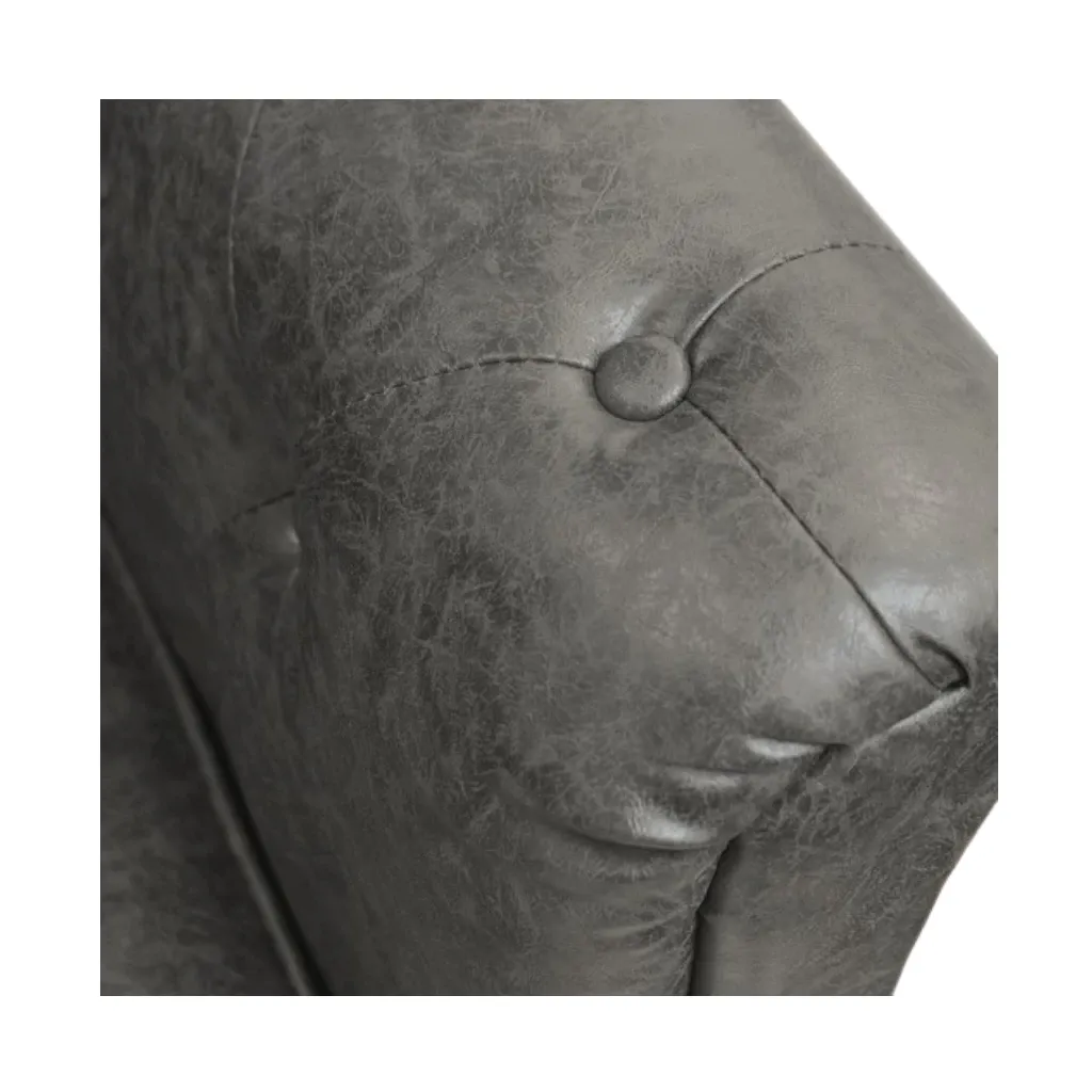 Sillón Chester 3 plazas gris capitoné en piel sintética y madera I-medStetic Premium