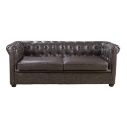 Chester Brown 3-seater waiting sofa with PU faux leather upholstery and button-tufted design by I-medStetic Premium -I-medSte...