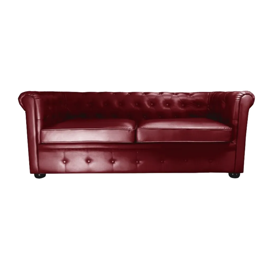 Sillón de espera Chester 3 plazas Burdeos capitoné - I-medStetic Premium