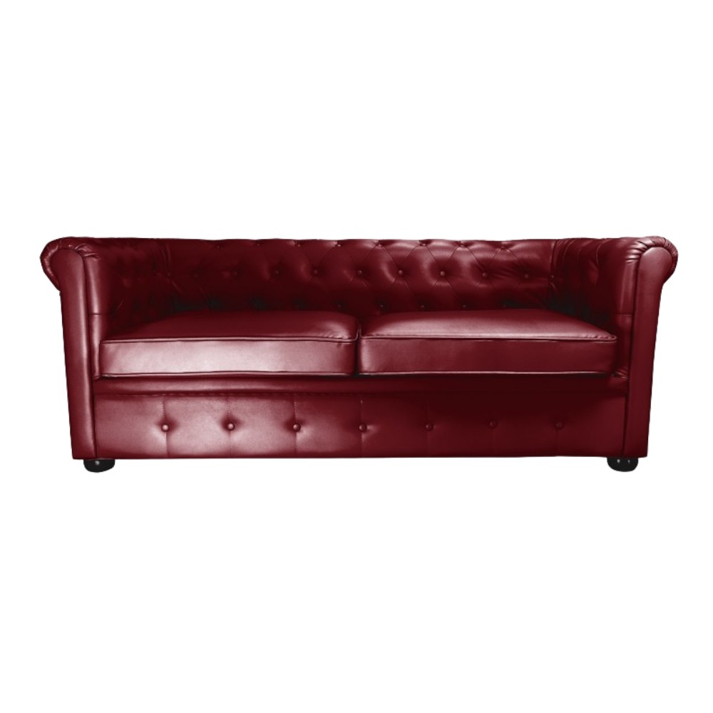 Sillón de espera Chester 3 plazas Burdeos capitoné - I-medStetic Premium -I-medStetic Premium -Sillones de espera