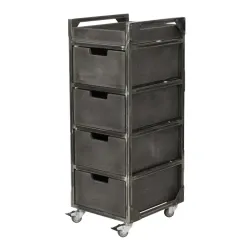 Carrello Barberia Brixton Grigio NeoBeauty - 4 cassetti, 4 ruote piroettanti, struttura metallica laccata anticorrosione