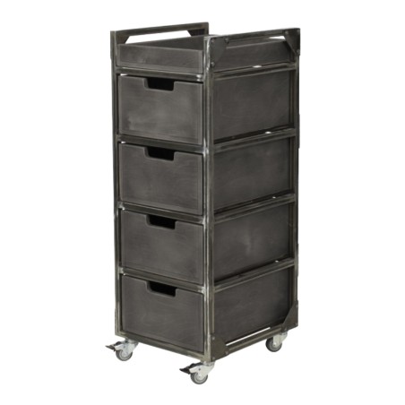 NeoBeauty Brixton Barber Cart: 4 Drawers, Swivel Wheels, Gray -NeoBeauty -Carber carts