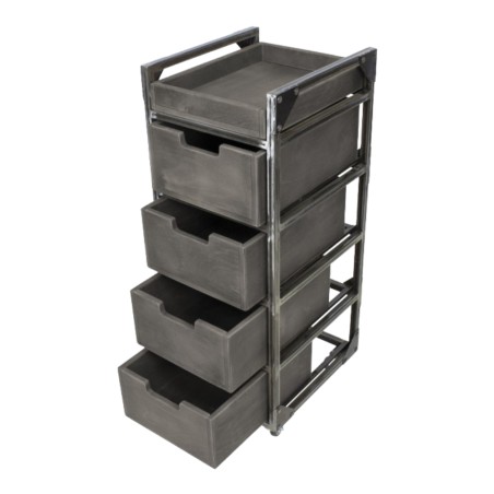 NeoBeauty Brixton Barber Cart: 4 Drawers, Swivel Wheels, Gray -NeoBeauty -Carber carts