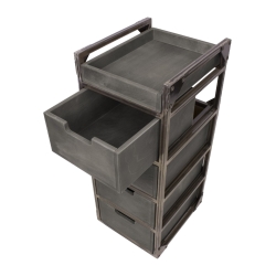 Carrello Barberia Brixton Grigio NeoBeauty - 4 cassetti, 4 ruote piroettanti, struttura metallica laccata anticorrosione