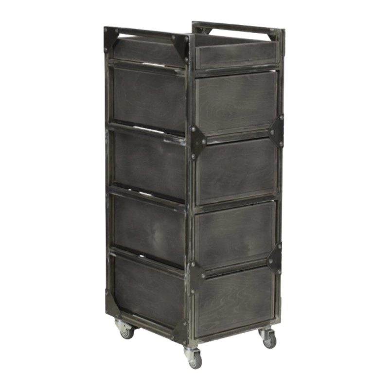 Carrito Barbería Brixton Gris con 4 Cajones y Ruedas Giratorias - Moderno | NeoBeauty