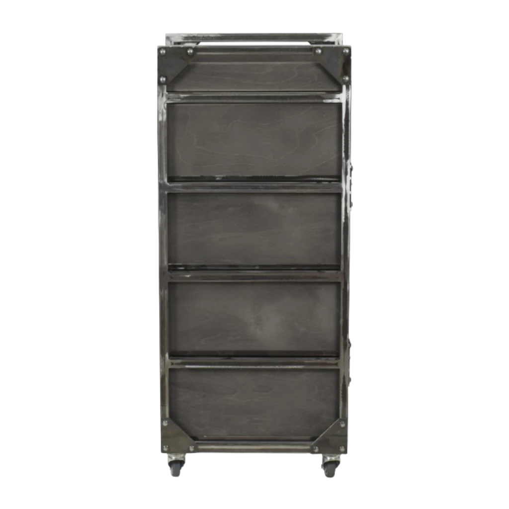 Carrito Barbería Brixton Gris con 4 Cajones y Ruedas Giratorias - Moderno | NeoBeauty