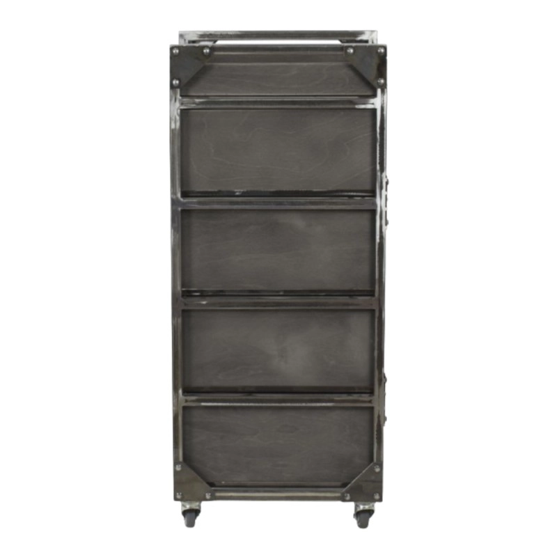 Carrello Barberia Brixton Grigio NeoBeauty - 4 cassetti, 4 ruote piroettanti, struttura metallica laccata anticorrosione