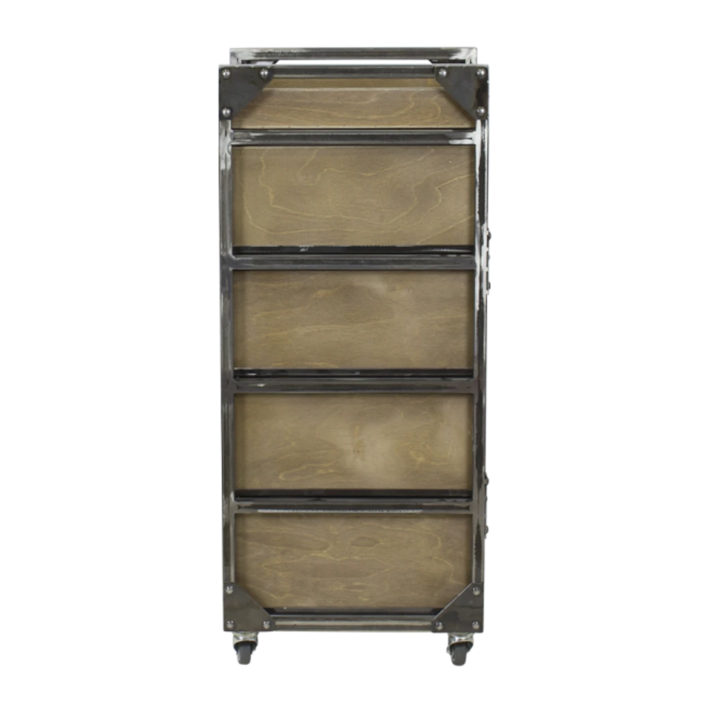 Carrito de barbería Brixton marrón 4 cajones y ruedas giratorias - NeoBeauty