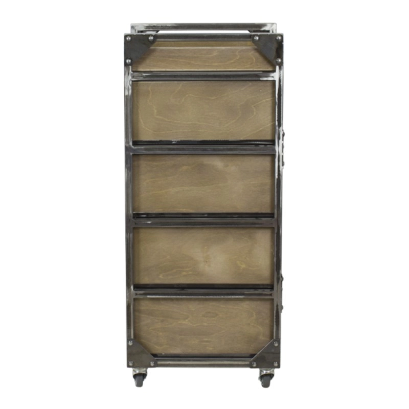 Carrito de barbería Brixton marrón 4 cajones y ruedas giratorias - NeoBeauty