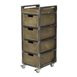 Carrito de barbería Brixton marrón 4 cajones y ruedas giratorias - NeoBeauty -NeoBeauty -Carritos barbero