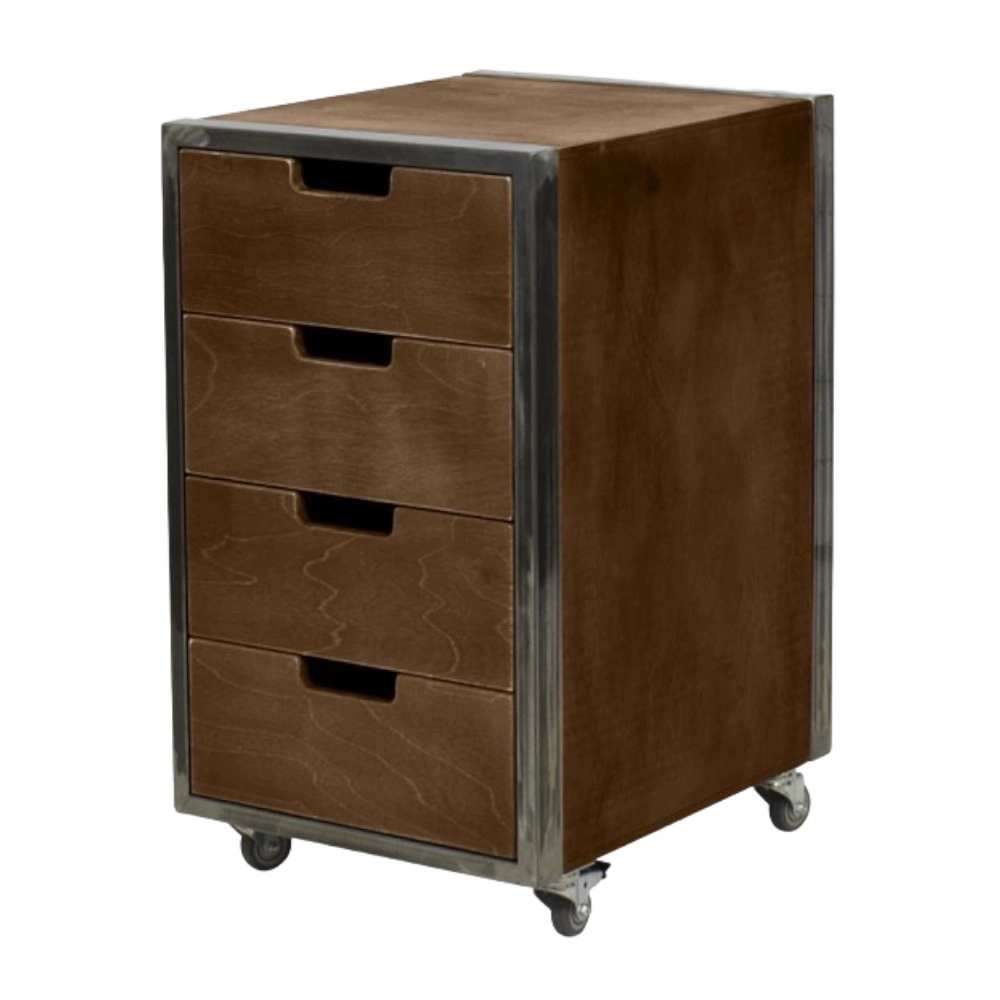 Carrito Barbería City Marrón vintage con ruedas y cajones NeoBeauty -NeoBeauty -Carritos barbero