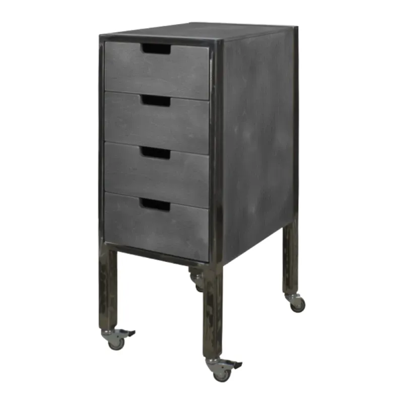 Carrito de barbería City Plus Gris con cajones de madera contrachapada y ruedas giratorias - NeoBeauty