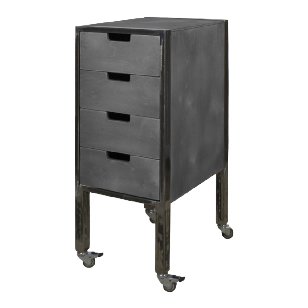 Carrito de barbería City Plus Gris con cajones de madera contrachapada y ruedas giratorias - NeoBeauty -NeoBeauty -Carritos b...