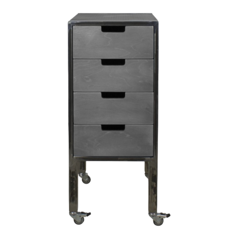 Carrito de barbería City Plus Gris con cajones de madera contrachapada y ruedas giratorias - NeoBeauty