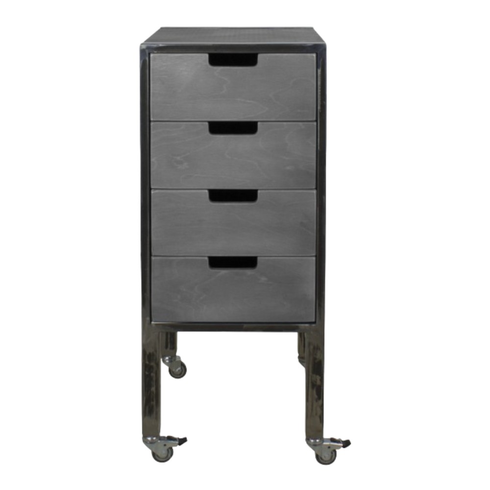 Carrito de barbería City Plus Gris con cajones de madera contrachapada y ruedas giratorias - NeoBeauty -NeoBeauty -Carritos b...