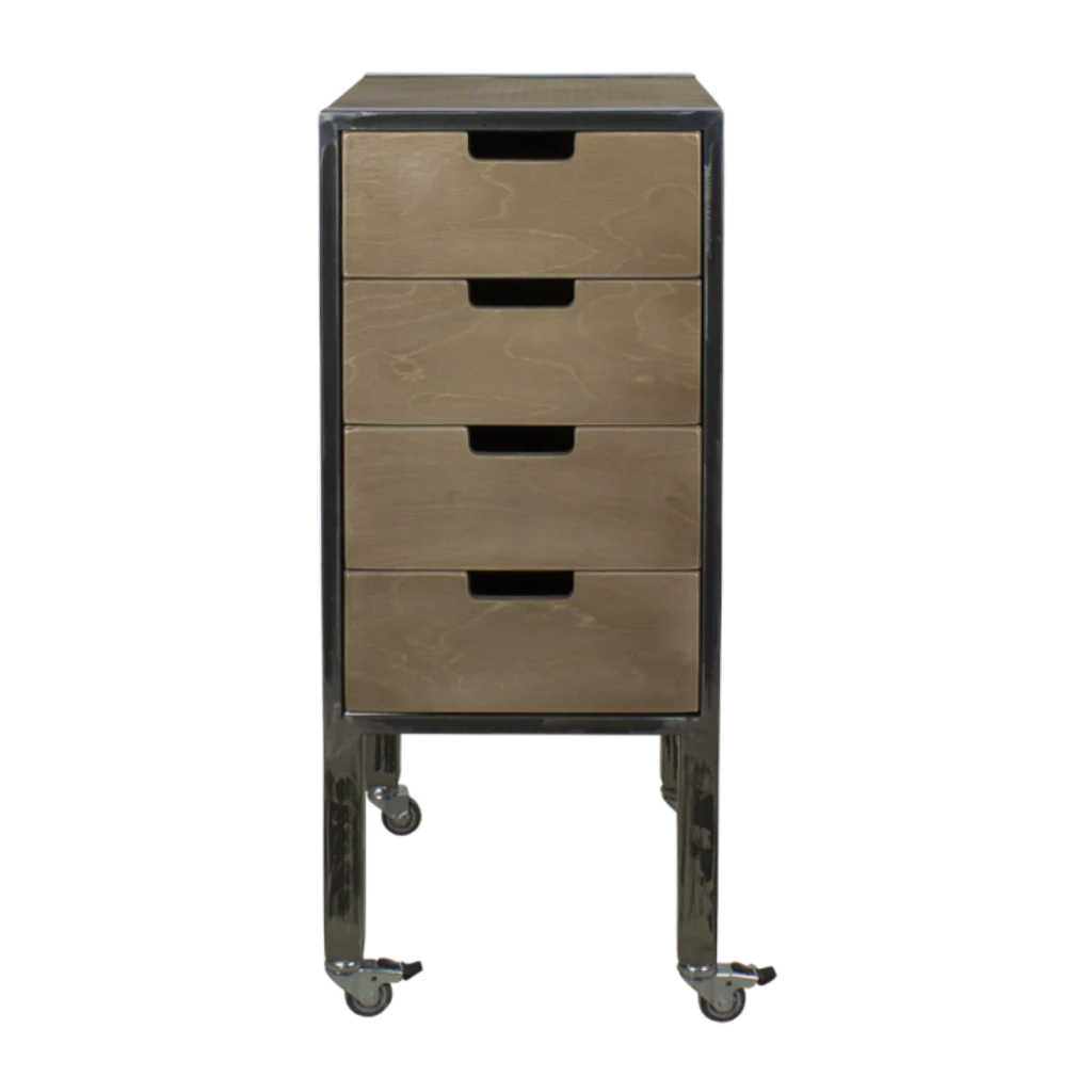 Carrito de barbería City Plus Marrón con cajones y ruedas vintage - NeoBeauty