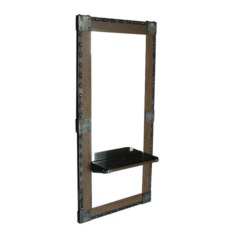 I-Medstetic Barber-Frisiertisch mit Holzfinish und Mittelregal -i-Medstetic -Tocadores Barbería