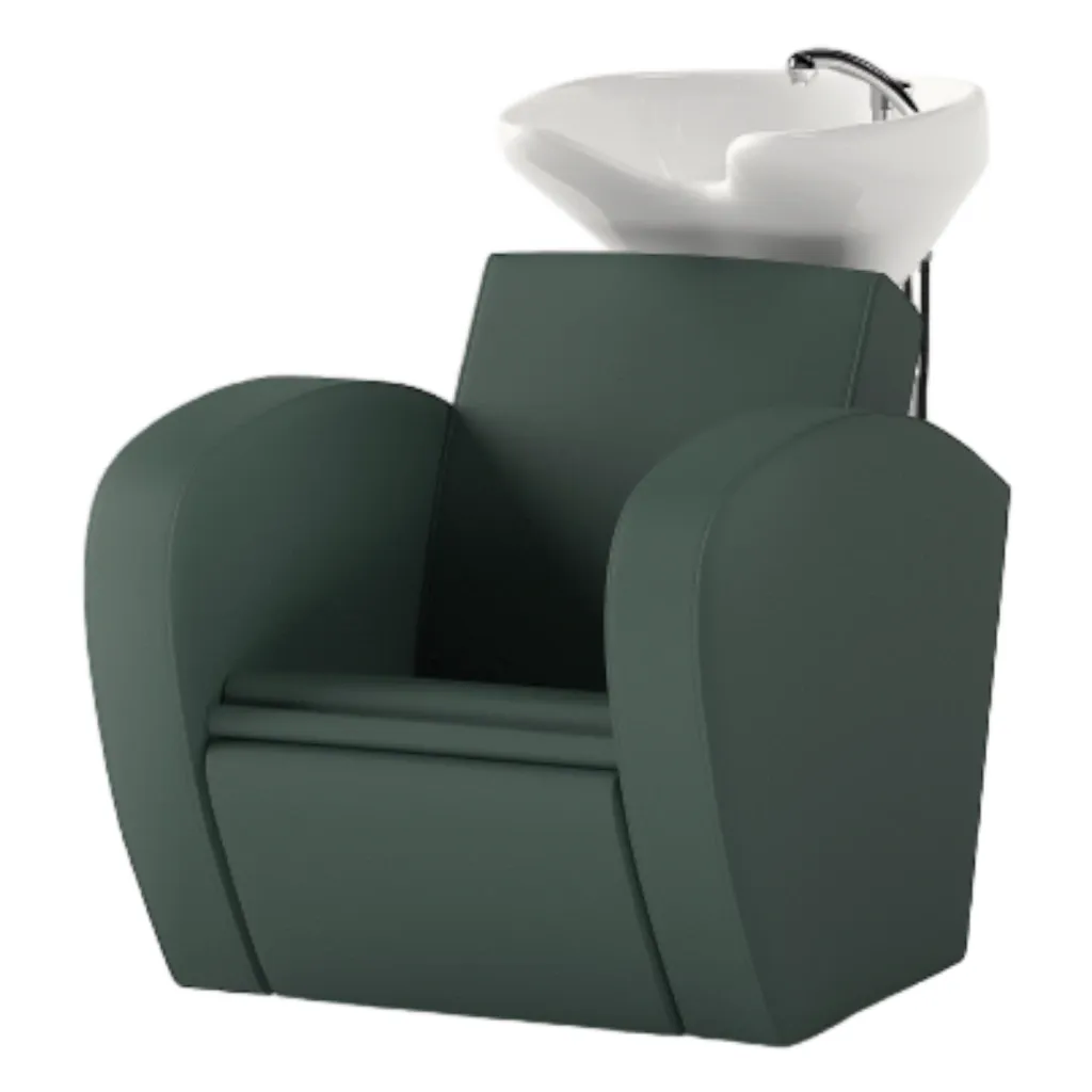 Lavacabezas para peluquería con cuenco cerámico y tapizado en polipiel personalizable (24 tonos) - Decovera