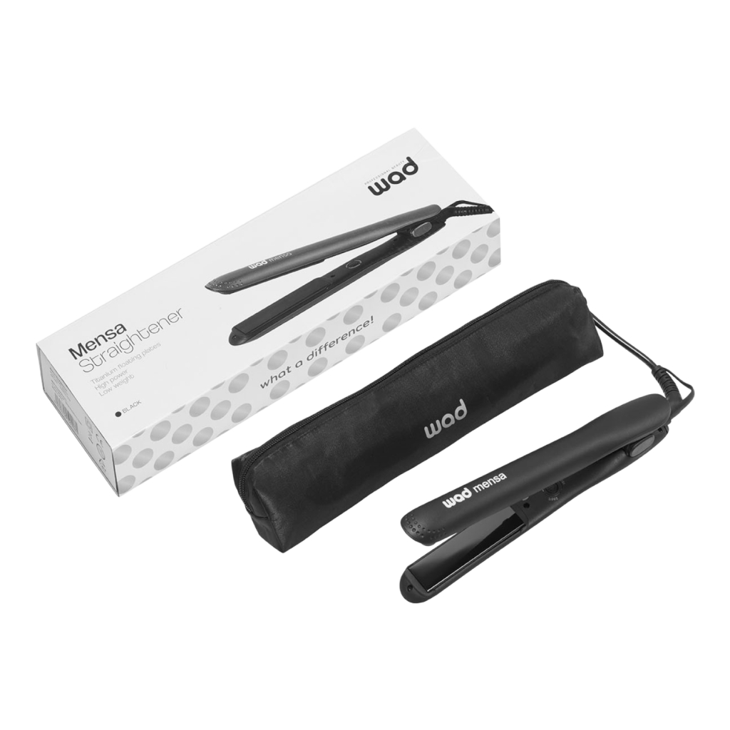 Plancha de cabello Mensa Negra, placas de titanio para peluquería profesional - Wad