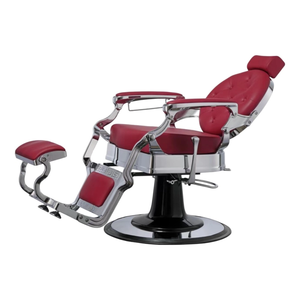 Sillón de barbero Buzz Silver Burdeos Weelko - Vintage y moderno -Mudi -Sillones barbero