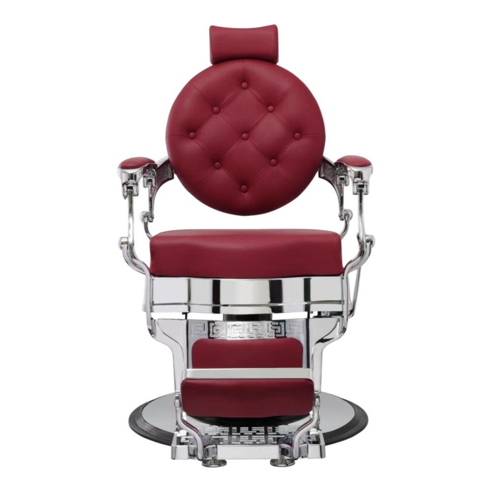 Sillón de barbero Buzz Silver Burdeos Weelko - Vintage y moderno -Mudi -Sillones barbero