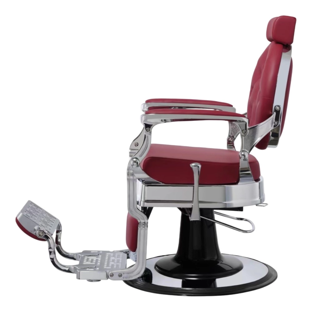 Sillón de barbero Buzz Silver Burdeos Weelko - Vintage y moderno -Mudi -Sillones barbero