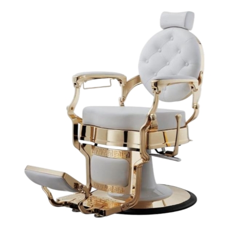 Buzz White Gold Weelko Barber Chair - Vintage, Retro, Classic & Modern
