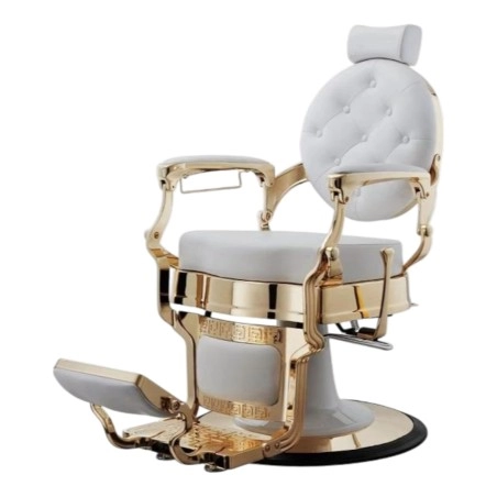 Cadeira de Barbeiro Buzz White Gold Vintage Weelko -Weelko -Cadeiras de barbeiro