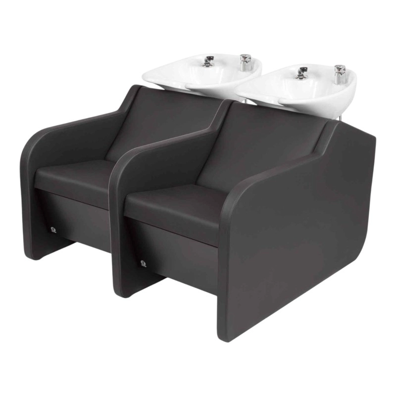 Armoni XL Double Shampoo Unit with Tiltable Porcelain Bowls and Integrated Chairs - Fersan