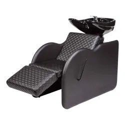 Omega Shampoo Chair with Adjustable Narrow-Neck Porcelain Bowl and Black Upholstery | Fersan