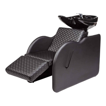 Lavatesta Omega Fersan – Moderno con vasca in porcellana inclinabile a collo stretto, rivestimento nero e piano in alluminio