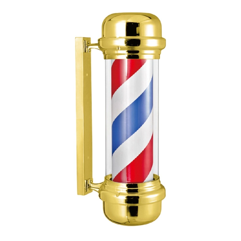 Poste de barbero rotativo tricolor dorado clásico - Weelko -Weelko -Postes de Barbero