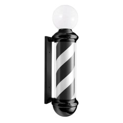 Weelko Rotating Black and White Barber Pole with LED Top Globe -Weelko -Barber Poles