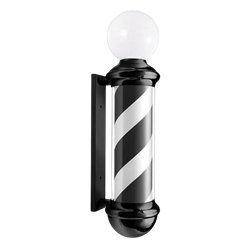 Poste de Barbero Rotativo Blanco y Negro con Globo Luminoso Barleven