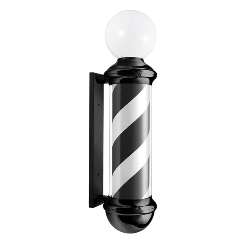 Weelko Rotating Black and White Barber Pole with LED Top Globe -Weelko -Barber Poles