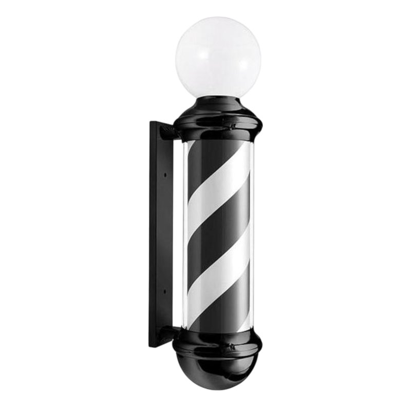 Poteau de Barbier Rotatif Noir et Blanc avec Globe Lumineux Barleven