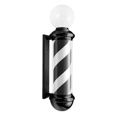 Schwarz-Weiß Drehender Barber Pole mit Leuchtkugel Barleven