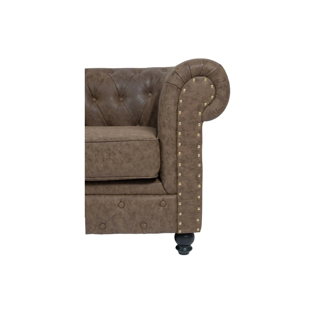 Sofá Chesterfield Repose Brown tapizado capitoné con acabado envejecido - Weelko -Weelko -Sillones de espera