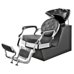 Backwash Unit with Tilting Black Ceramic Basin - Ranch Silver | Weelko -Weelko -Hair washing basin for hair salons