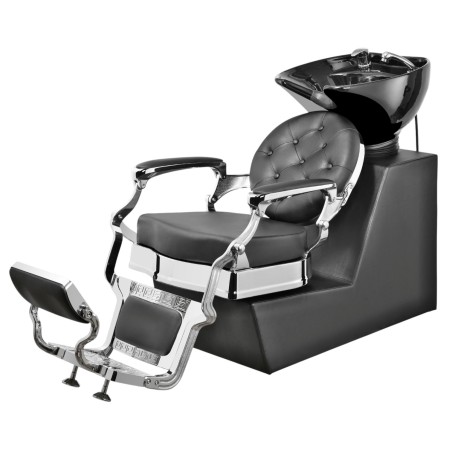 Weelko Friseur-Waschliege Ranch Silver mit schwenkbarem Keramikbecken -Weelko -Haarwaschbecken für Friseursalons