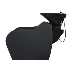 Lavatório Wisp com pia profunda em cerâmica e estofado PVC preto Weelko -Weelko -Lavacabeças para salões de beleza