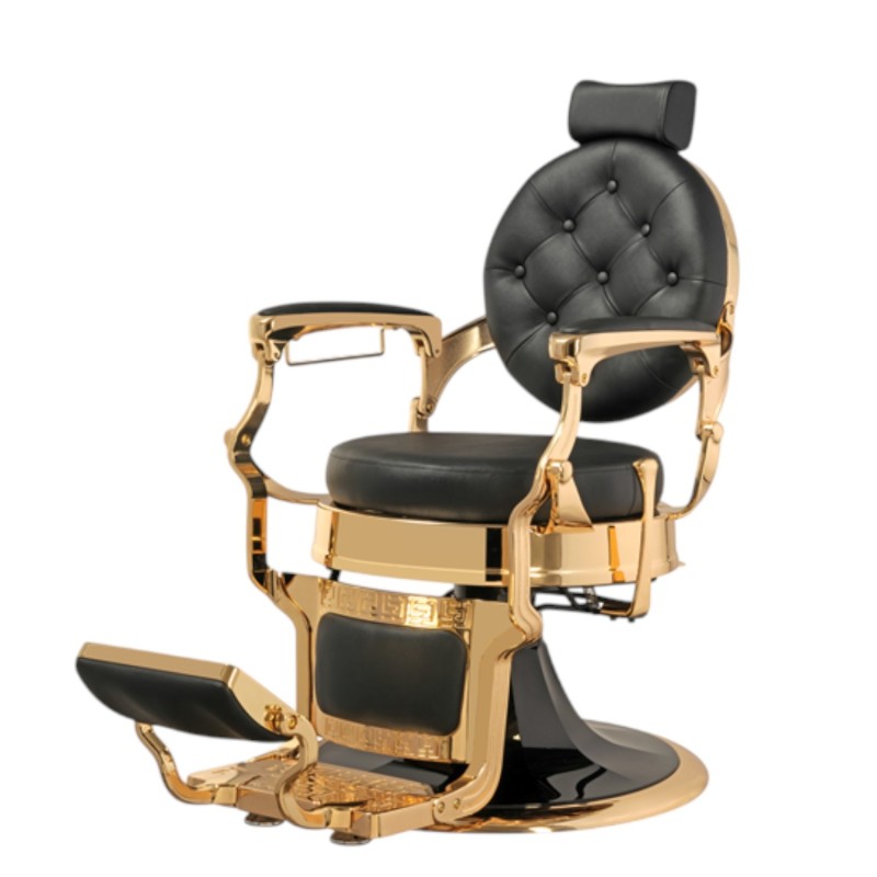 Larry Gold Barber Chair with Retro Golden Base - Mudi -Mudi -Barber chairs