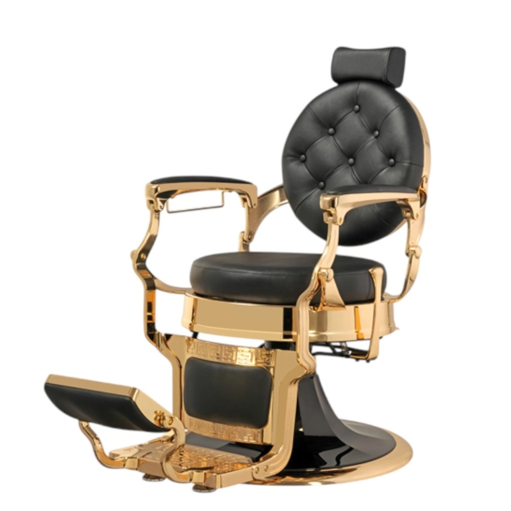 Sillón de barbero Larry Gold - base retro dorada | Mudi -Mudi -Sillones barbero