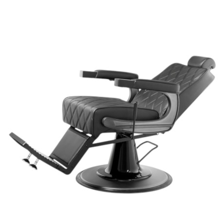 Taito Barber Chair with Black PU Diamond-Stitched Upholstery and Reclining Backrest - Mudi -Mudi -Barber chairs