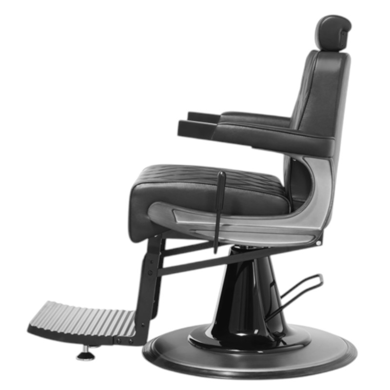 Taito Barber Chair with Black PU Diamond-Stitched Upholstery and Reclining Backrest - Mudi -Mudi -Barber chairs