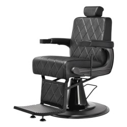 Taito Barber Chair with Black PU Diamond-Stitched Upholstery and Reclining Backrest - Mudi -Mudi -Barber chairs